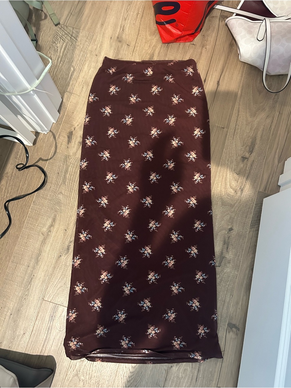 Floral Maxi Skirt - Burgundy